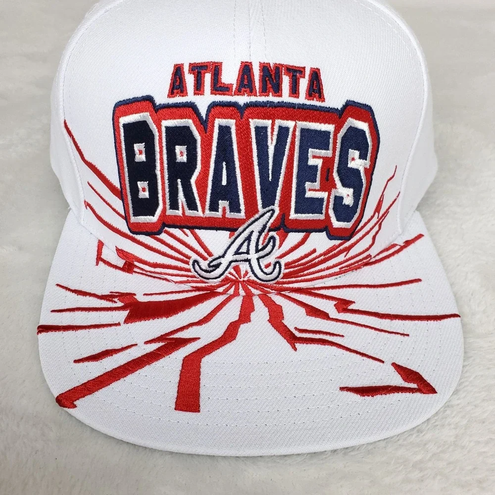 Atlanta Braves Mitchell & Ness‎ MLB Snapback Hat Cap Earthquake Art White NWT